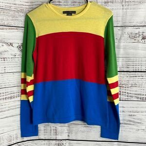 Folio New York sweater Womens size small color block crew Neck cotton Hong Kong